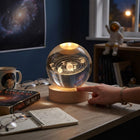 Table Lamp with 3D Engraved Sphere, Touch Lamp and Moon Lamp for Bedside, Saturn Solar System Galaxy Ambient Light