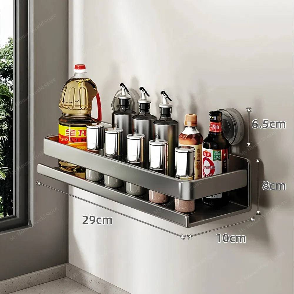 Spice Organizer | Wall-Mounted Suction Cup Rack with Adjustable Design | Space-Saving Solution for Easy Access 6