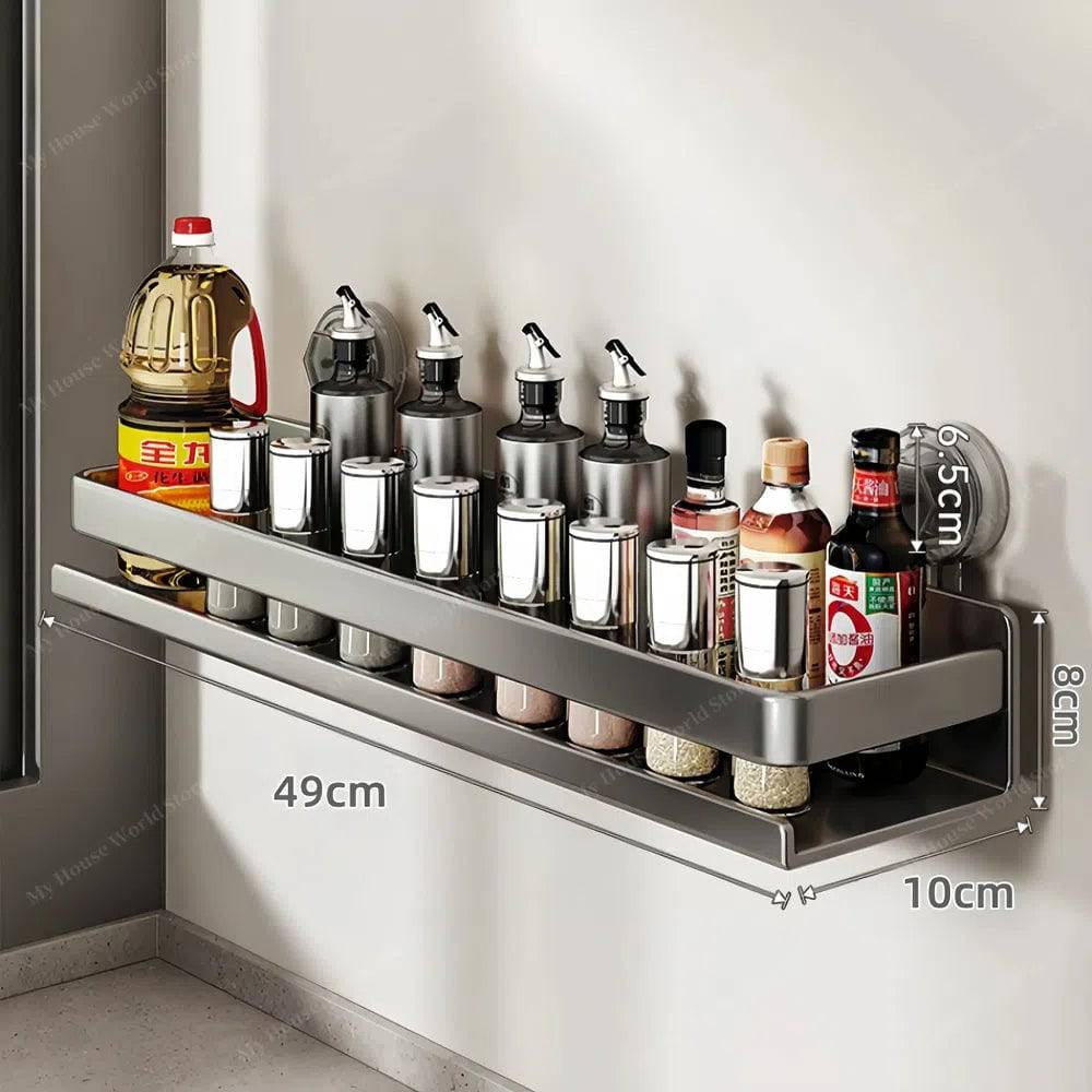 Spice Organizer | Wall-Mounted Suction Cup Rack with Adjustable Design | Space-Saving Solution for Easy Access 8
