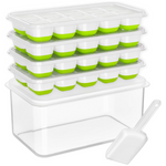 Stackable Silicone Ice Cube Tray Set with Storage Bin for Effortless Ice Making 0