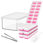 Stackable Silicone Ice Cube Tray Set with Storage Bin for Effortless Ice Making 3