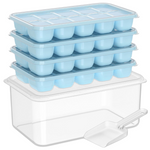 Stackable Silicone Ice Cube Tray Set with Storage Bin for Effortless Ice Making 4