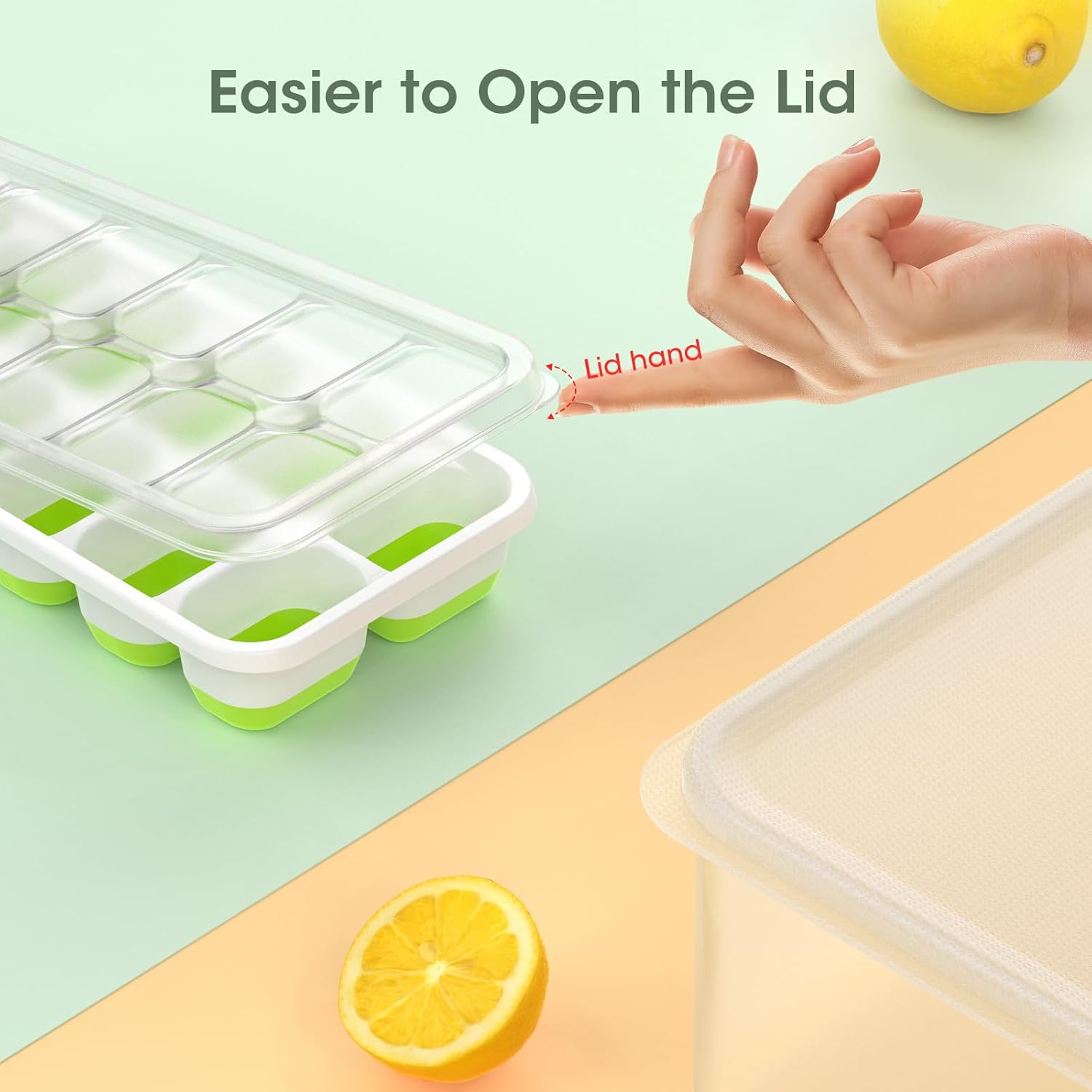 Stackable Silicone Ice Cube Tray Set with Storage Bin for Effortless Ice Making 6