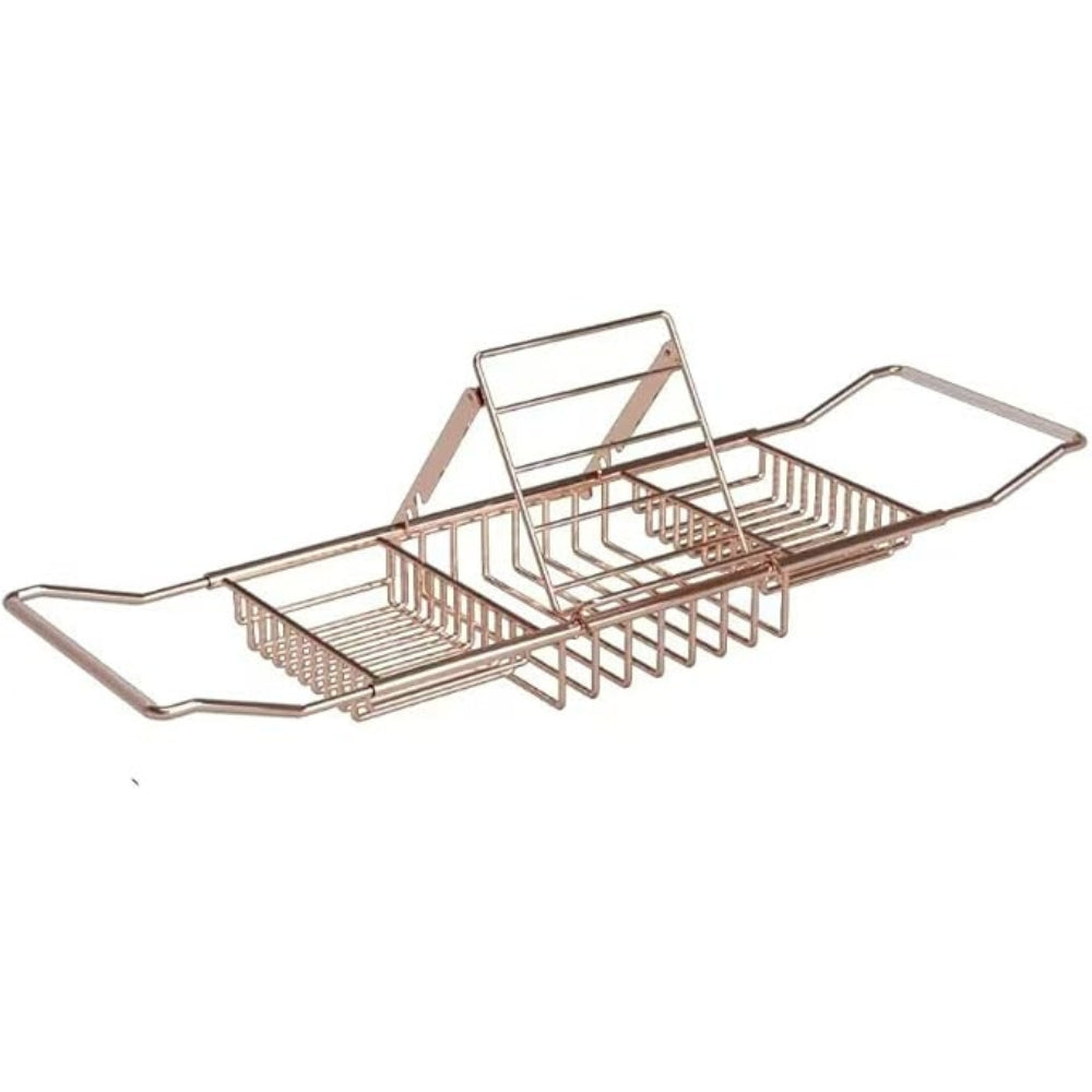 Stainless Steel Bathtub Caddy Tray with Adjustable Size | Elegant Organizer for Bath Essentials 0