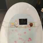 Stainless Steel Bathtub Caddy Tray with Adjustable Size | Elegant Organizer for Bath Essentials 1