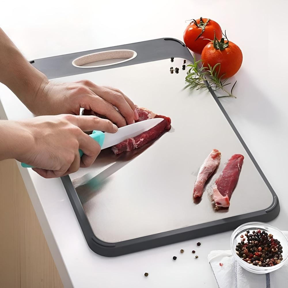 Stainless Steel Cutting Board with Integrated Garlic Grinder | Dual-Sided Design for Hygiene and Durability 6
