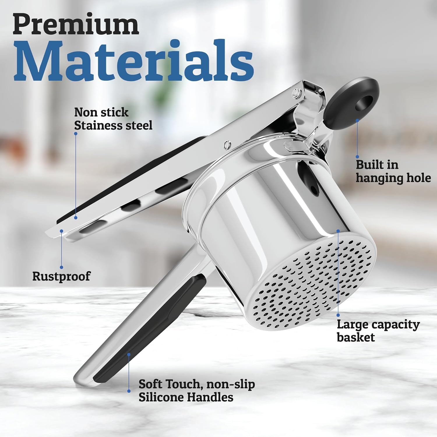 Stainless Steel Potato Ricer with Large Capacity | Effortless Mashed Potatoes for Family Meals 0