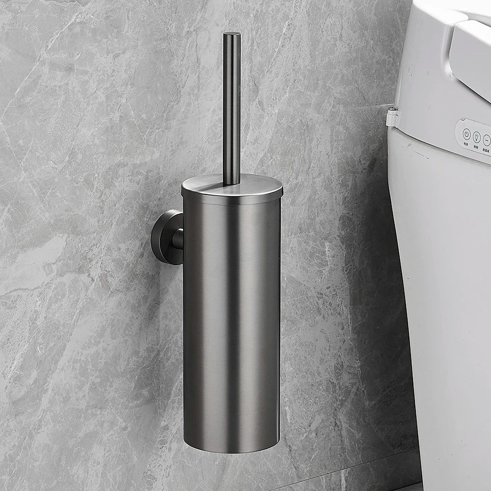 Stainless Steel Toilet Brush Set with Wall-Mounted Design | Modern Black Finish for Stylish Bathrooms 11