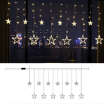 Starry Nights | LED Star Light Curtain with Timer Function | Warm White Glow for Festive Ambiance 1