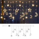 Starry Nights | LED Star Light Curtain with Timer Function | Warm White Glow for Festive Ambiance 5