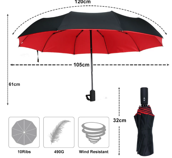 StormShield | Automatic Windproof Umbrella with Reverse Closing Mechanism | Compact Design for Ultimate Protection 4