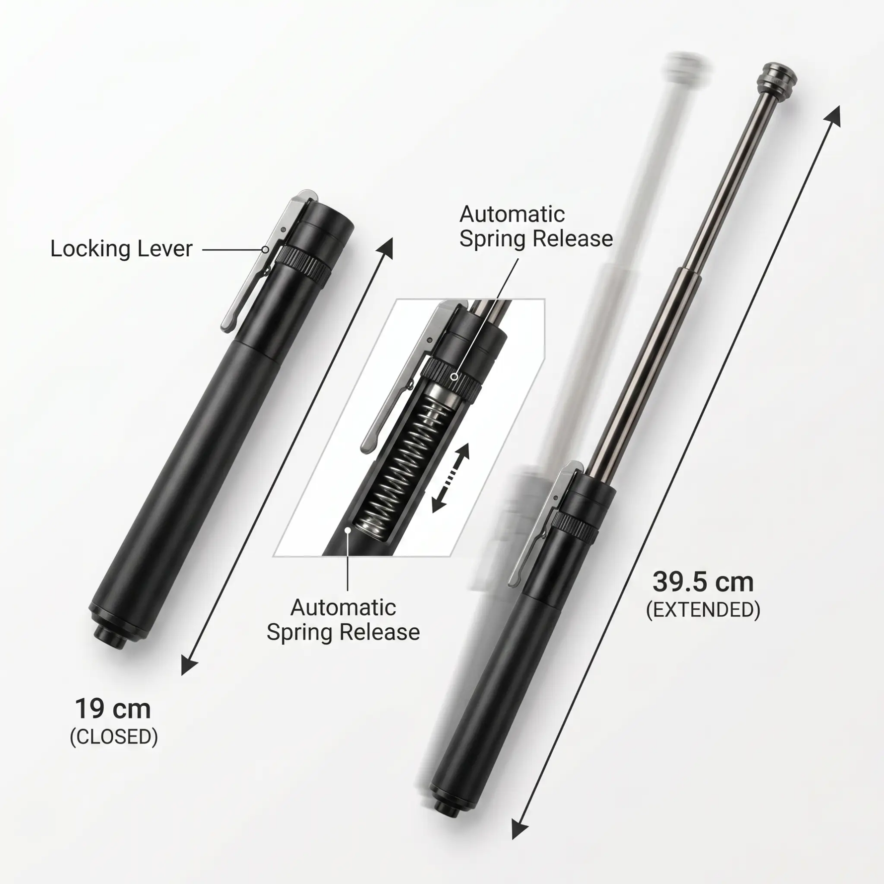 Street Guard | Extendable Self-Defense Stick with Automatic Spring Mechanism | Compact Safety Tool for Everyday Carry 4