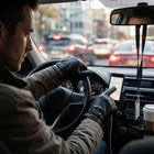 Winter Gloves for Men, Touch Screen Driving Gloves with Windproof Synthetic Leather and Warm Lining for Commuting