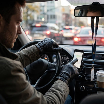 Winter Gloves for Men, Touch Screen Driving Gloves with Windproof Synthetic Leather and Warm Lining for Commuting