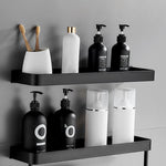 Stylish Black Stainless Steel Bathroom Rack with Multiple Shelf Options for Organized Storage 1