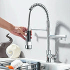Pull Down Kitchen Faucet with Sprayer, Kitchen Sink Faucet with Dual Swivel Spout for Hot and Cold Water