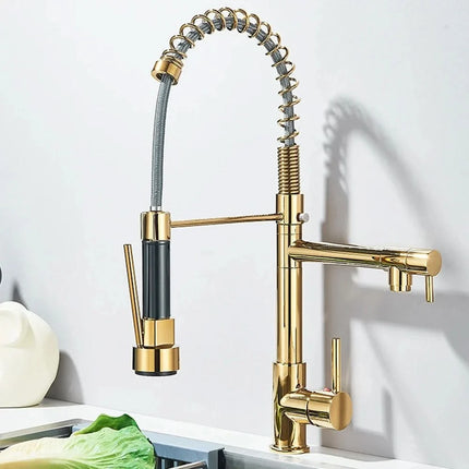 Pull Down Kitchen Faucet with Sprayer, Kitchen Sink Faucet with Dual Swivel Spout – image 22