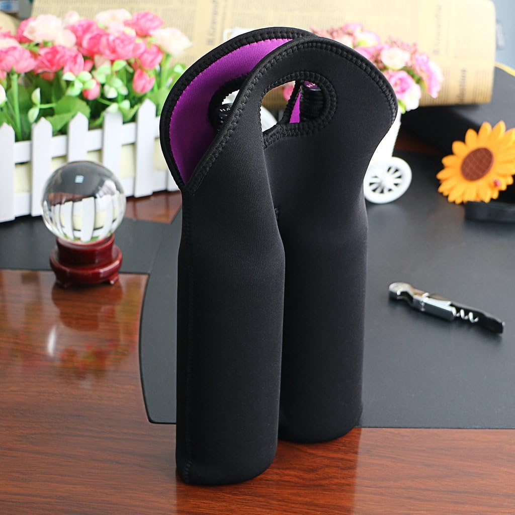 Stylish Insulated Wine Carrier | Dual-Bottle Neoprene Tote for Safe Travel 5