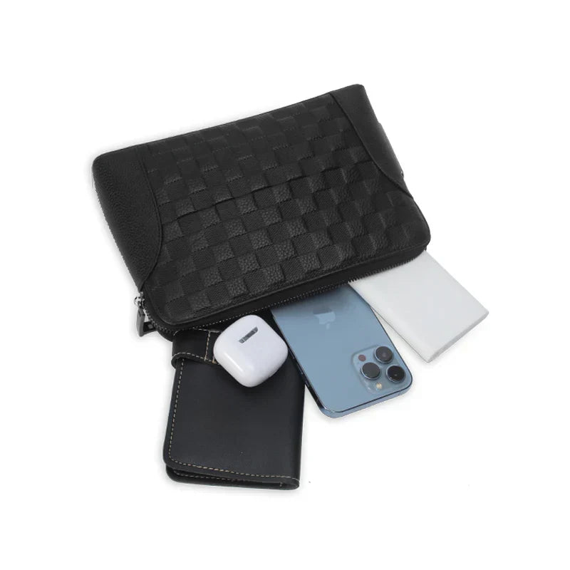 Stylish Leather Handbag with Fingerprint Lock | Anti-Theft Clutch for Secure Essentials 4