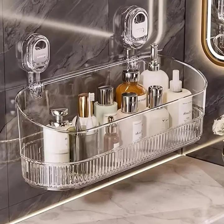 Suction Cup Wall Shelf | Stylish Storage Solution with Powerful Suction | Versatile Organizer for Kitchen and Bathroom 0