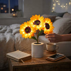 Bedside Lamp, Rechargeable LED Night Light with Copper Wire Sunflower, Cordless Lamp and Nightstand Lamp for Bedroom