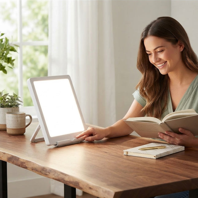 Sunlight Lamp for Desk, 10000 Lux Full Spectrum Lamp with Adjustable Brightness, Bright Daylight Lamp with Stand