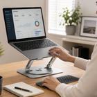 Laptop Stand for Desk, 360 Degree Swivel Laptop Stand with Adjustable Height, Aluminium Laptop Riser and Tablet Stand