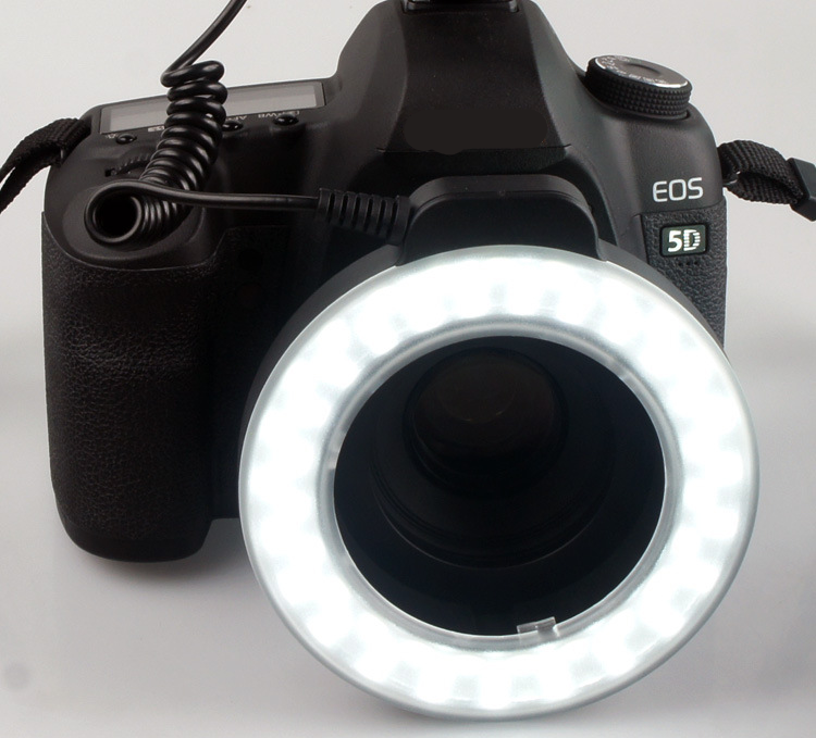 Tuzwa Camera Ring Light – 48 LED Macro Photography Light with 6 Lens Adapter Rings, 5W Output, AA Battery & DC Power Options