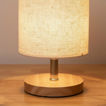 Table Lamp with Wooden Base & Linen Shade | Cozy Bedside Lighting for Tranquil Spaces 3