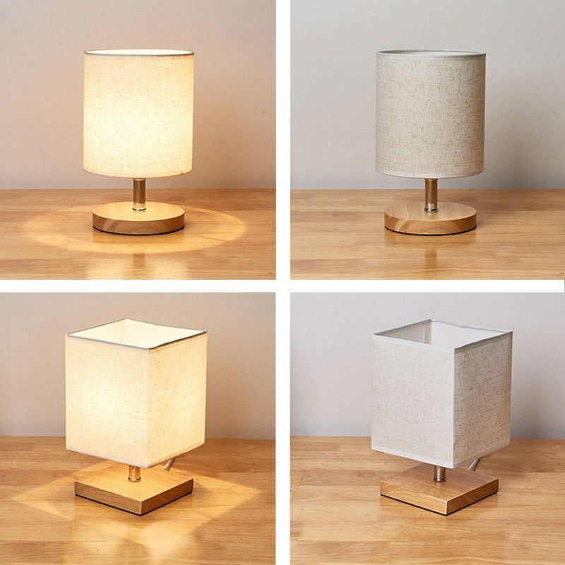Table Lamp with Wooden Base & Linen Shade | Cozy Bedside Lighting for Tranquil Spaces 4