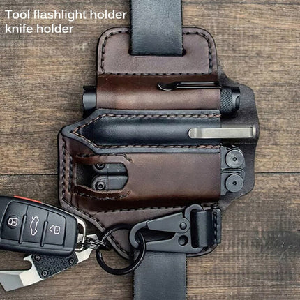 Leather Belt Bag, Leather Tool Pouch with Multi Tool and Knife Slots – image 8