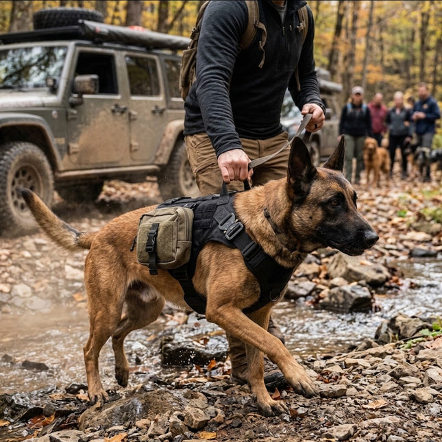 No Pull Dog Harness, Tactical Dog Harness with Handle, Front Clip Dog Harness with Molle Panels for Large Breeds