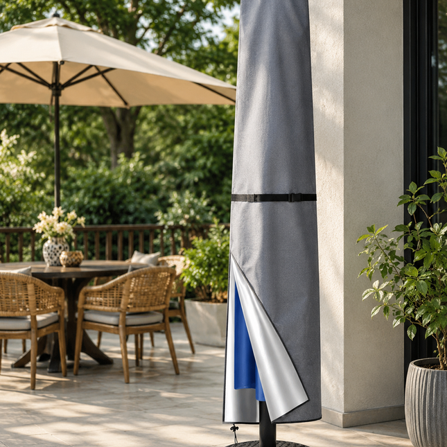 Umbrella Cover for Patio and Cantilever Parasols, Waterproof Patio Umbrella Cover with Telescopic Rod for Rain and Snow