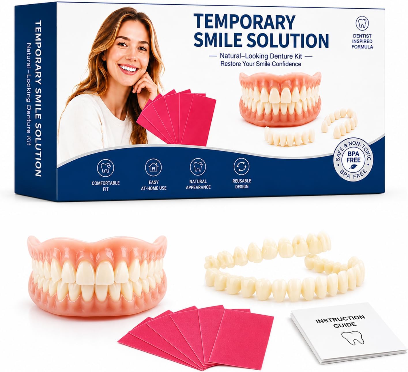 Temporary Denture Teeth | Custom Fit for Natural Smiles | Lightweight & Comfortable Solution for Everyday Confidence 2