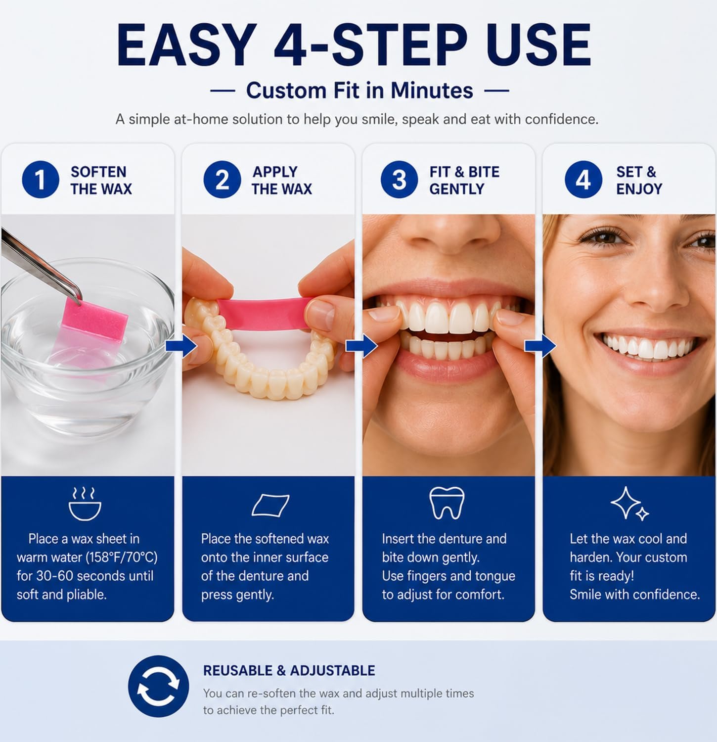 Temporary Denture Teeth | Custom Fit for Natural Smiles | Lightweight & Comfortable Solution for Everyday Confidence 4