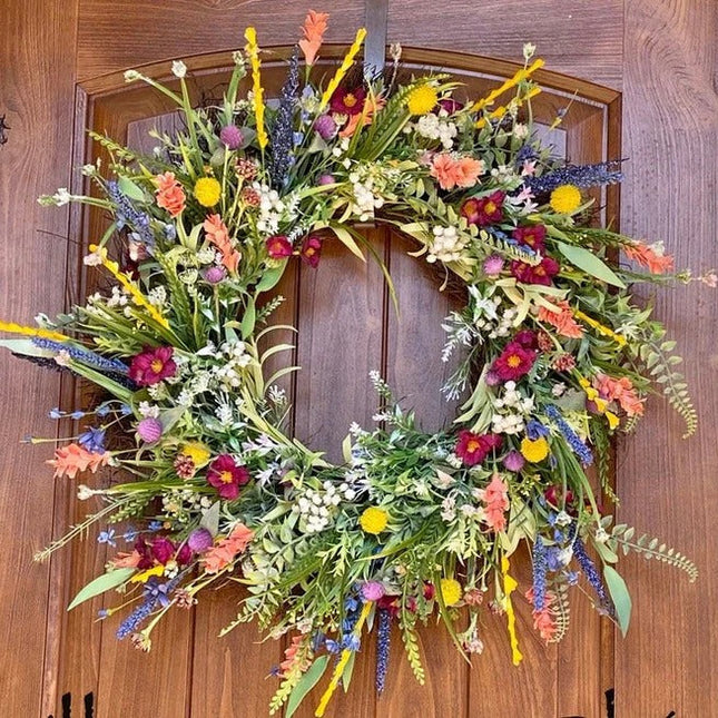 Texas Wildflower Wreath | Handcrafted Decorative Wreath with Vibrant Silk Flowers | Perfect for Seasonal Decor 0