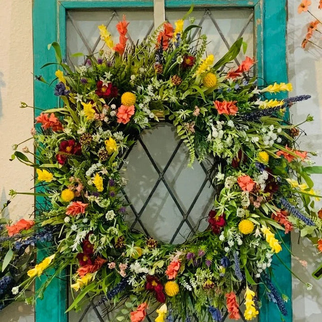 Texas Wildflower Wreath | Handcrafted Decorative Wreath with Vibrant Silk Flowers | Perfect for Seasonal Decor 1