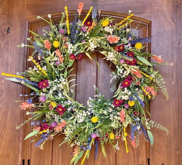 Texas Wildflower | Decorative Spring Wreath with Vibrant Silk Flowers | Perfect Front Door Decor for Seasonal Charm 0