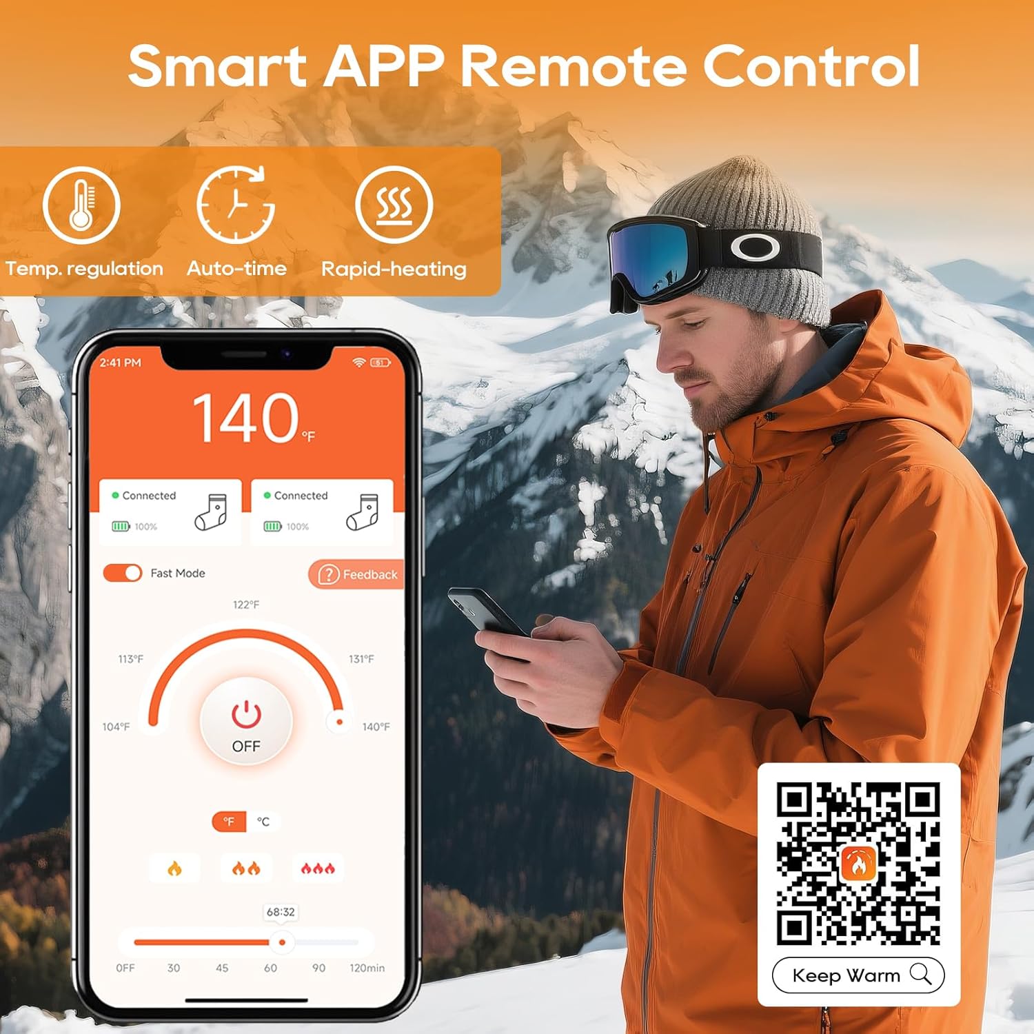 Thermal Socks | Temperature Control Heated Socks with App Control | Four Heat Levels for Ultimate Comfort 7