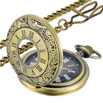 Timeless Vintage | Silver Pocket Watch with Roman Numerals & Chain | Elegant Accessory for Men 0
