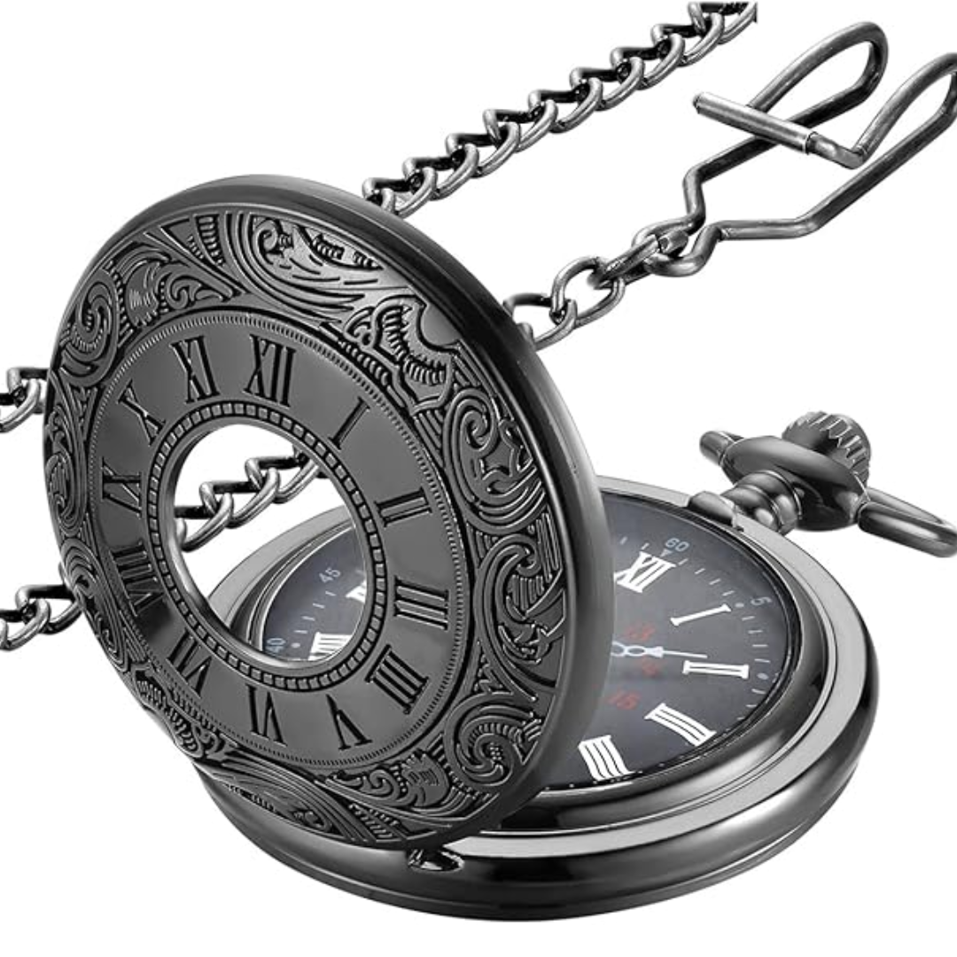 Timeless Vintage | Silver Pocket Watch with Roman Numerals & Chain | Elegant Accessory for Men 10