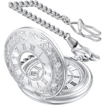 Timeless Vintage | Silver Pocket Watch with Roman Numerals & Chain | Elegant Accessory for Men 9
