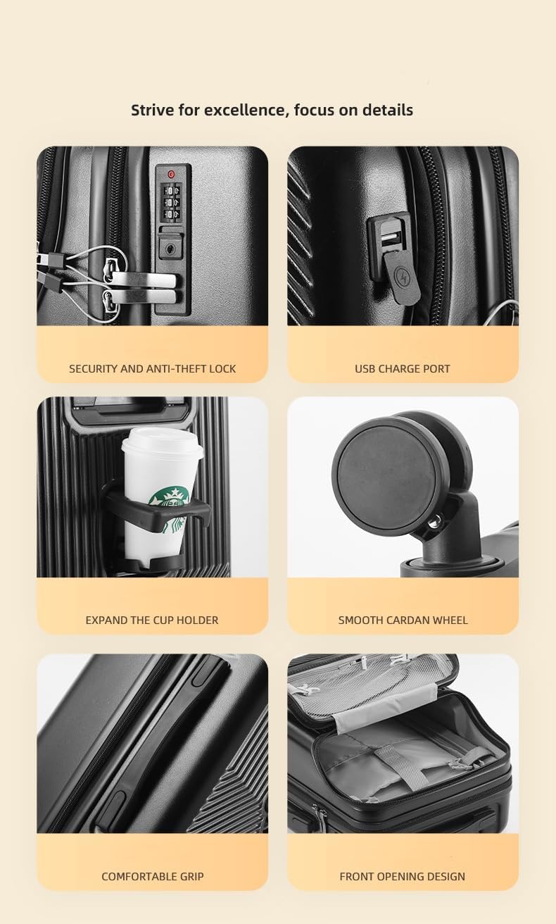 TravelMate | Hard Shell Carry-On with USB Ports & Cup Holder | TSA-Approved for Secure Travel 5