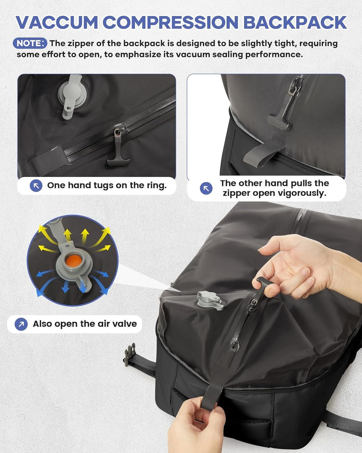 Travel Backpack | 15.6in Vacuum Compression with Electric Pump | Organized Storage for Hassle-Free Travel 8