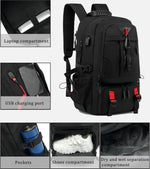 Travel Backpack | 60L Waterproof Laptop Backpack with USB Port & Shoe Compartment | Expandable Design for Secure Organization 1