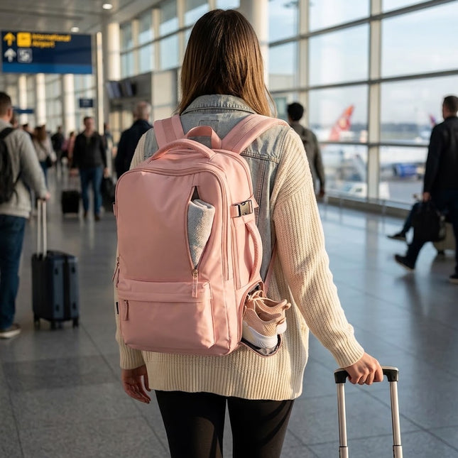 Backpack for Travel with Shoe Compartment, Carry On Travel Backpack for Women and Men, Laptop Backpack with USB Port