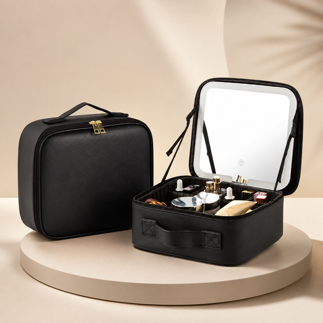 Travel Makeup Case with LED Mirror & Adjustable Storage | Stylish Organizer for Beauty on the Go 0