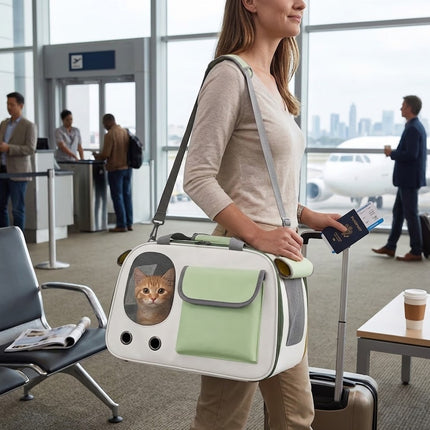 Cat Carrier Bag for Cats and Small Dogs, Soft Sided Pet Carrier with Mesh Windows and Shoulder Strap