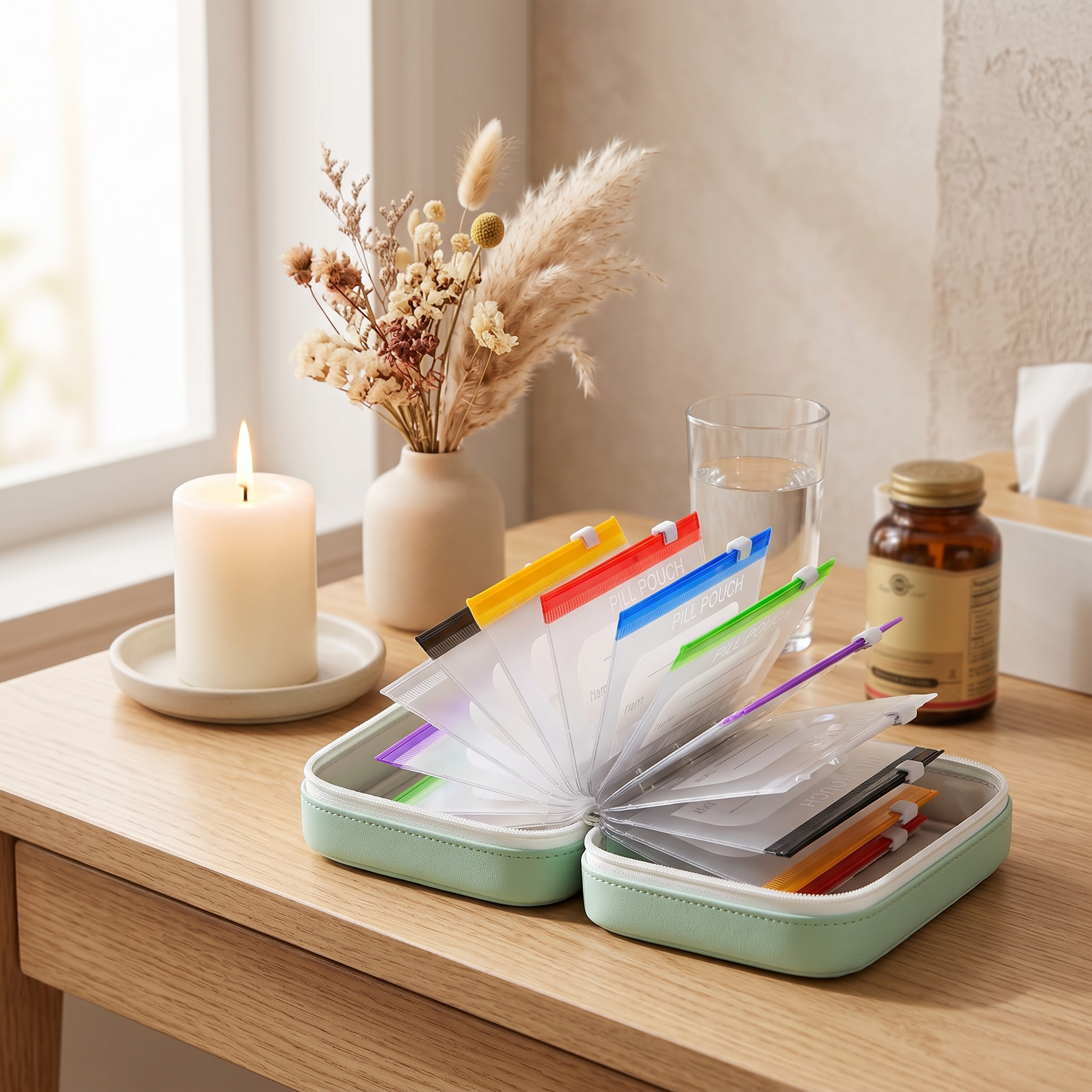 Travel Pill Organizer with 14 Color-Coded Pouches | Stylish Waterproof Case for Easy Supplement Management 5