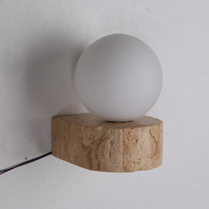 Travertine Wall Lamp with Soft Ambient Glow | Modern Japanese-Style Sconce for Tranquil Spaces 5